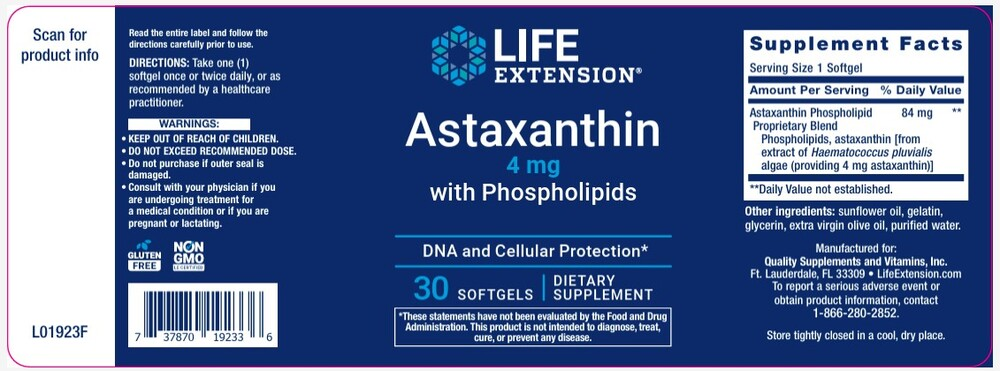 Product image for Astaxanthin with Phospholipids 4mg.