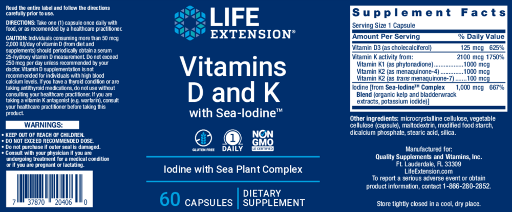 Product image for Vitamins D and K with Sea-Iodine.