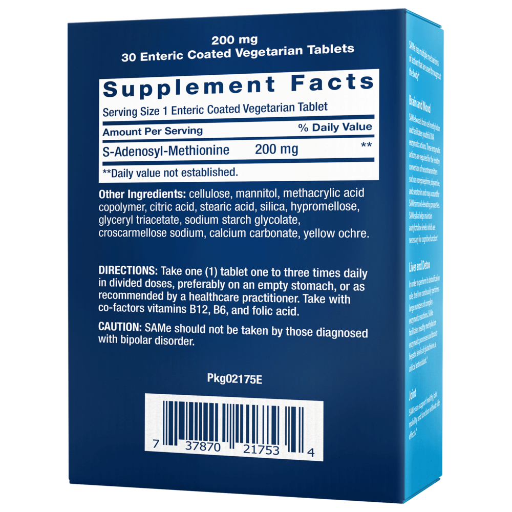 Product image for SAMe (S-Adenosyl-Methionine) 200mg.