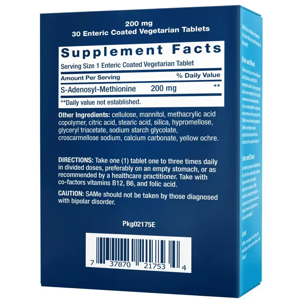 Product image for SAMe (S-Adenosyl-Methionine) 200mg.