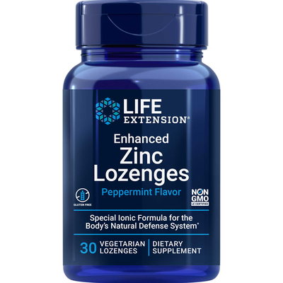Product image for Enhanced Zinc Lozenges (Peppermint) (30 lozenges). Discontinued.