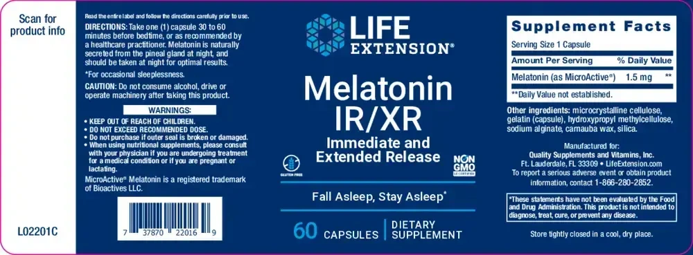 Product image for Melatonin IR/XR 1.5mg.