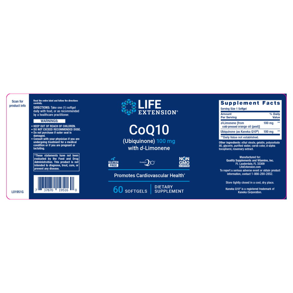 Product image for CoQ10 (Ubiquinone) with d-Limonene.