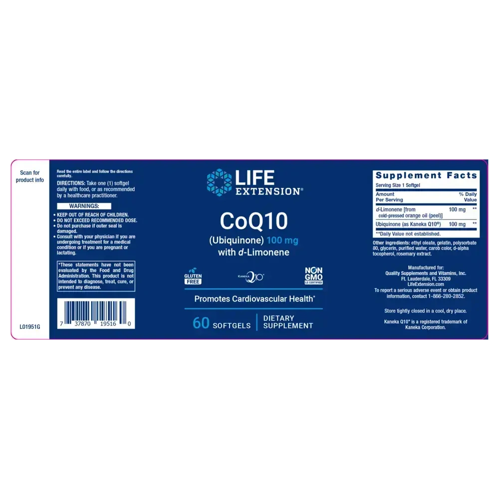 Product image for CoQ10 (Ubiquinone) with d-Limonene.