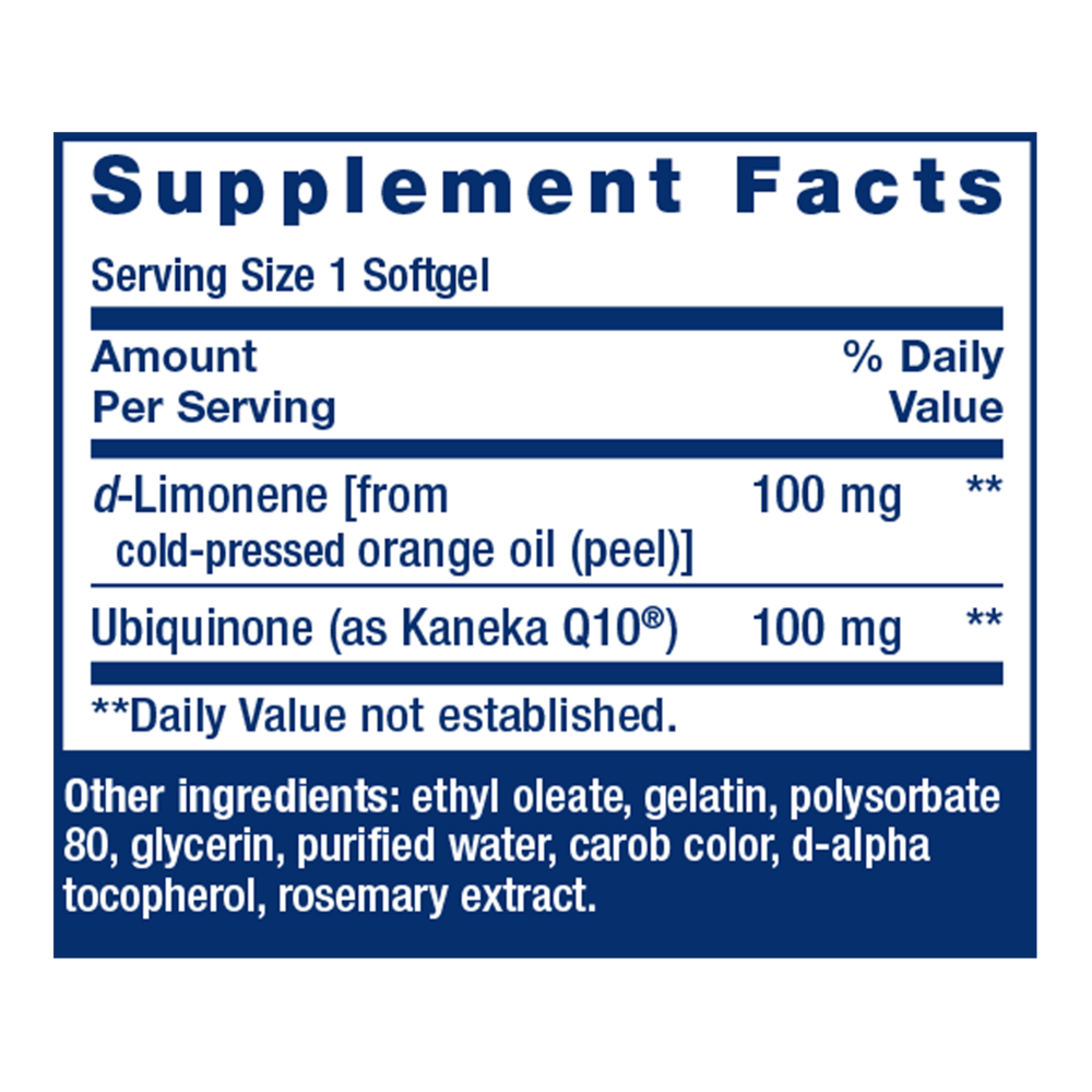 Product image for CoQ10 (Ubiquinone) with d-Limonene.