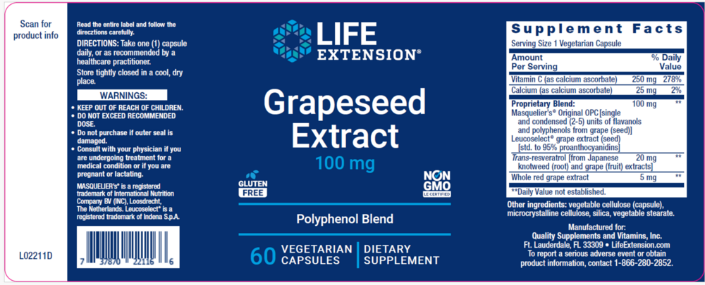 Product image for Grapeseed Extract 100 mg.