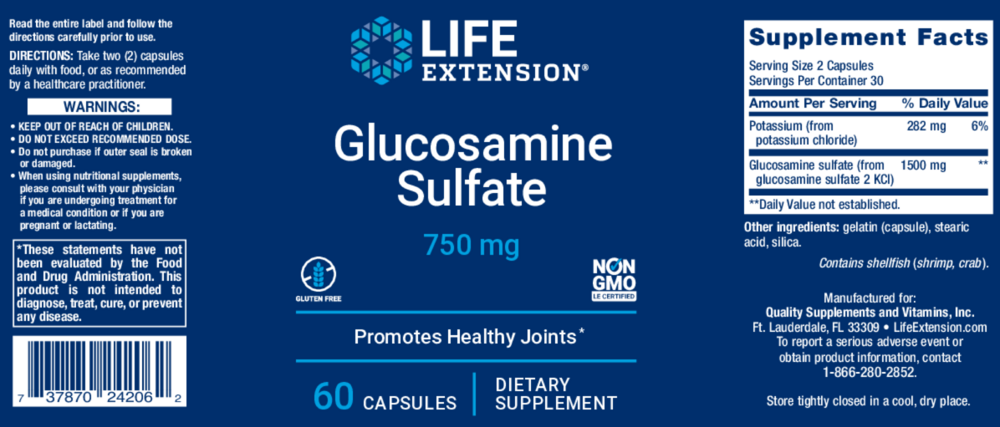 Product image for Glucosamine Sulfate 750mg.