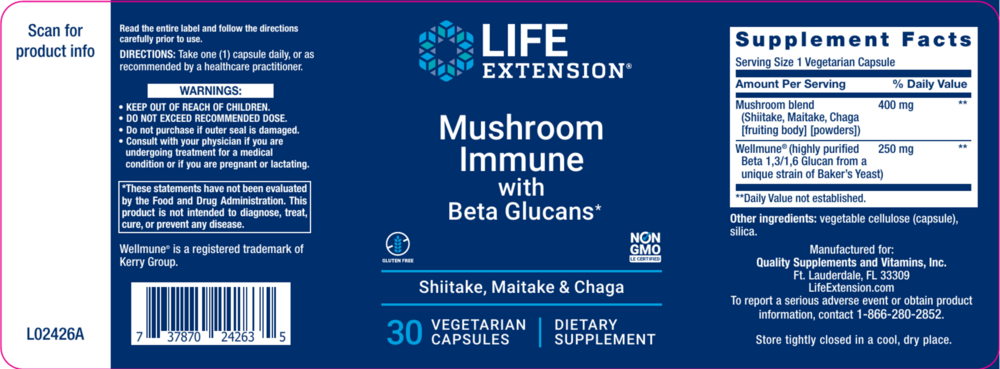 Product image for Mushroom Immune with Beta Glucans.