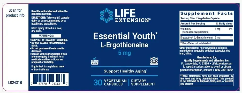 Product image for Essential Youth L-Ergothioneine.