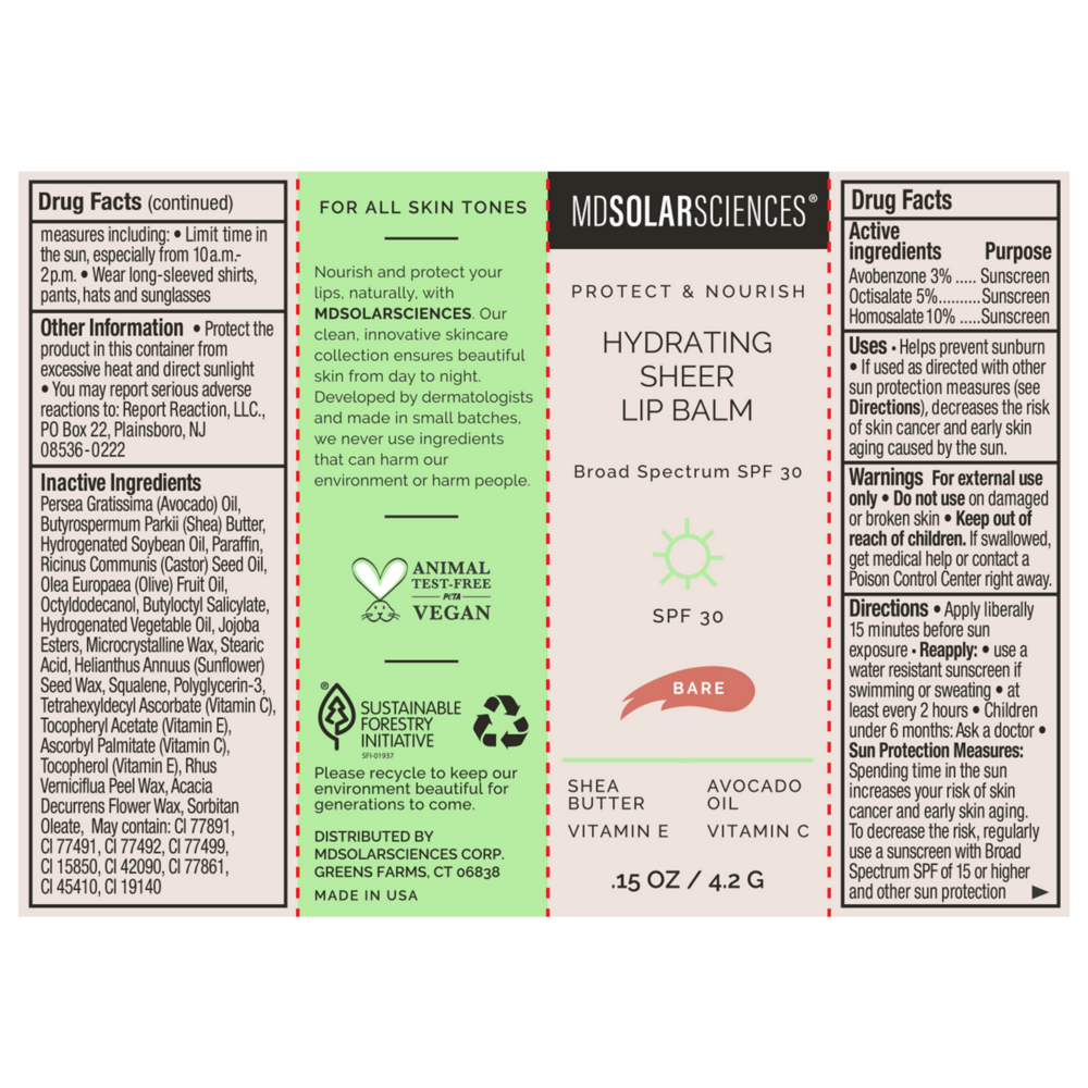 Product image for Hydrating Sheer Lip Balm Bare SPF 30.