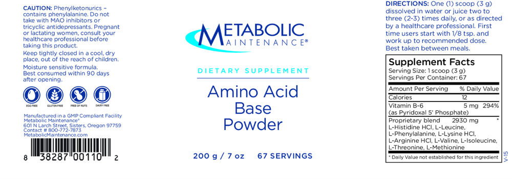 Product image for Amino Acid Base Powder.