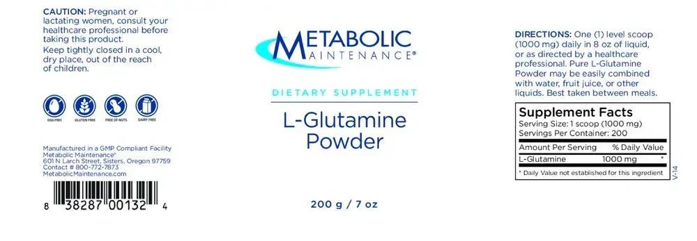 Product image for L-Glutamine Powder, 1000 mg Per Serving.