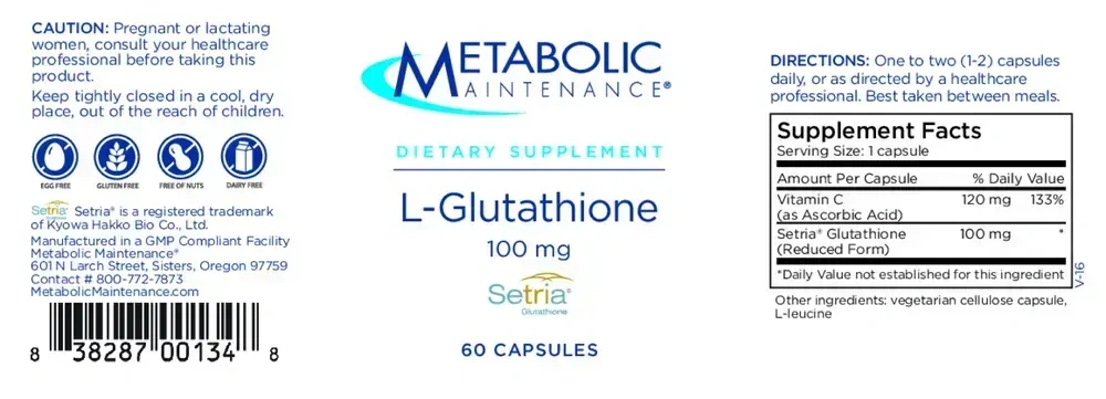 Product image for L-Glutathione 100mg (reduced).