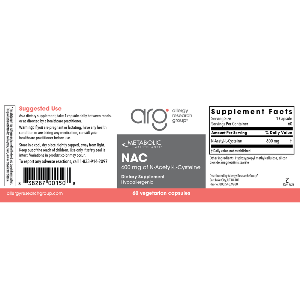 Product image for NAC 600mg.