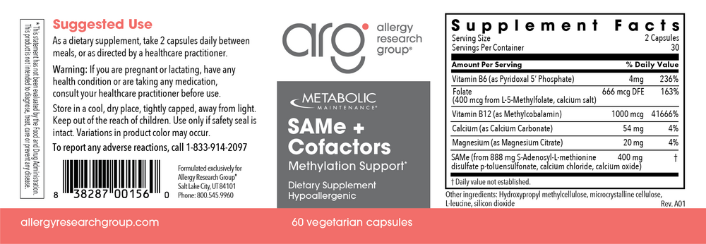 Product image for SAMe + CoFactors 200mg.