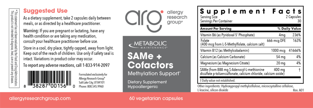 Product image for SAMe + CoFactors 200mg.