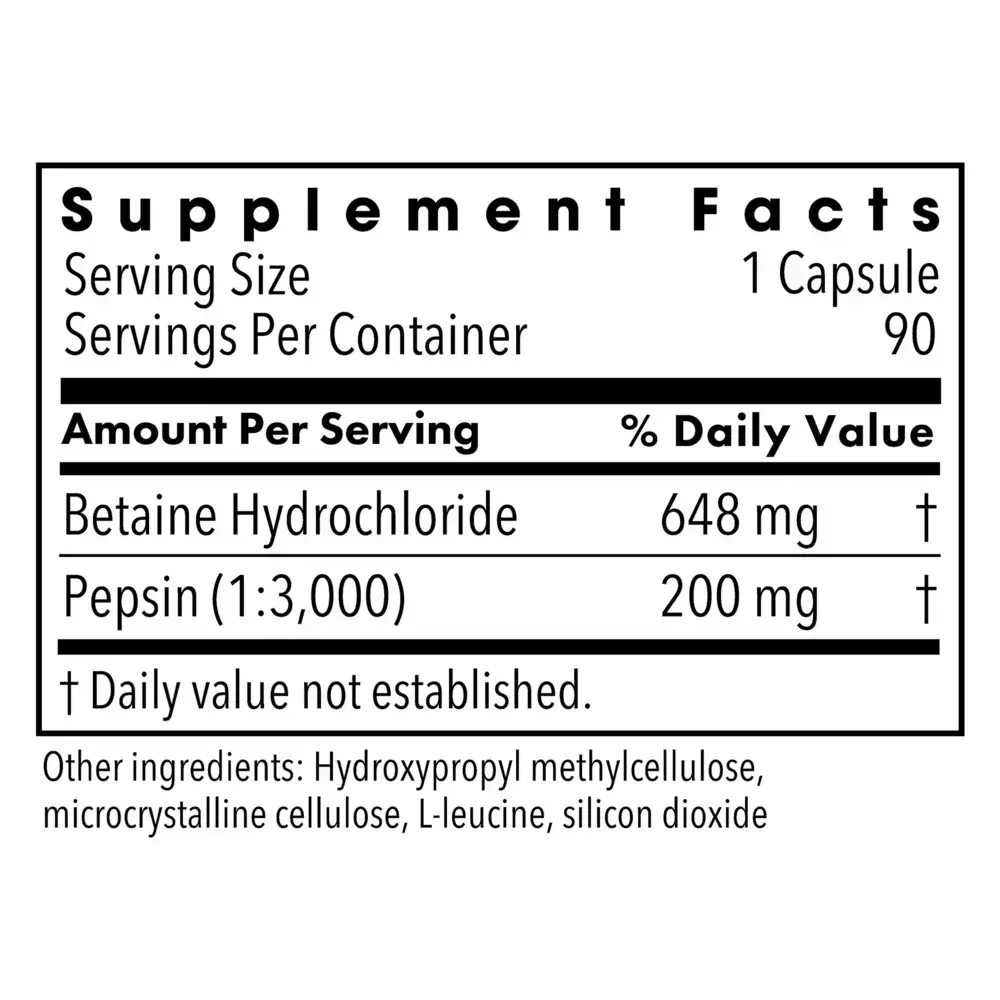 Product image for Betaine HCL w/Pepsin.