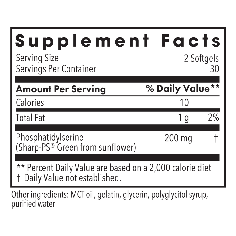 Product image for PS-100 [Phosphatidylserine] 100mg.