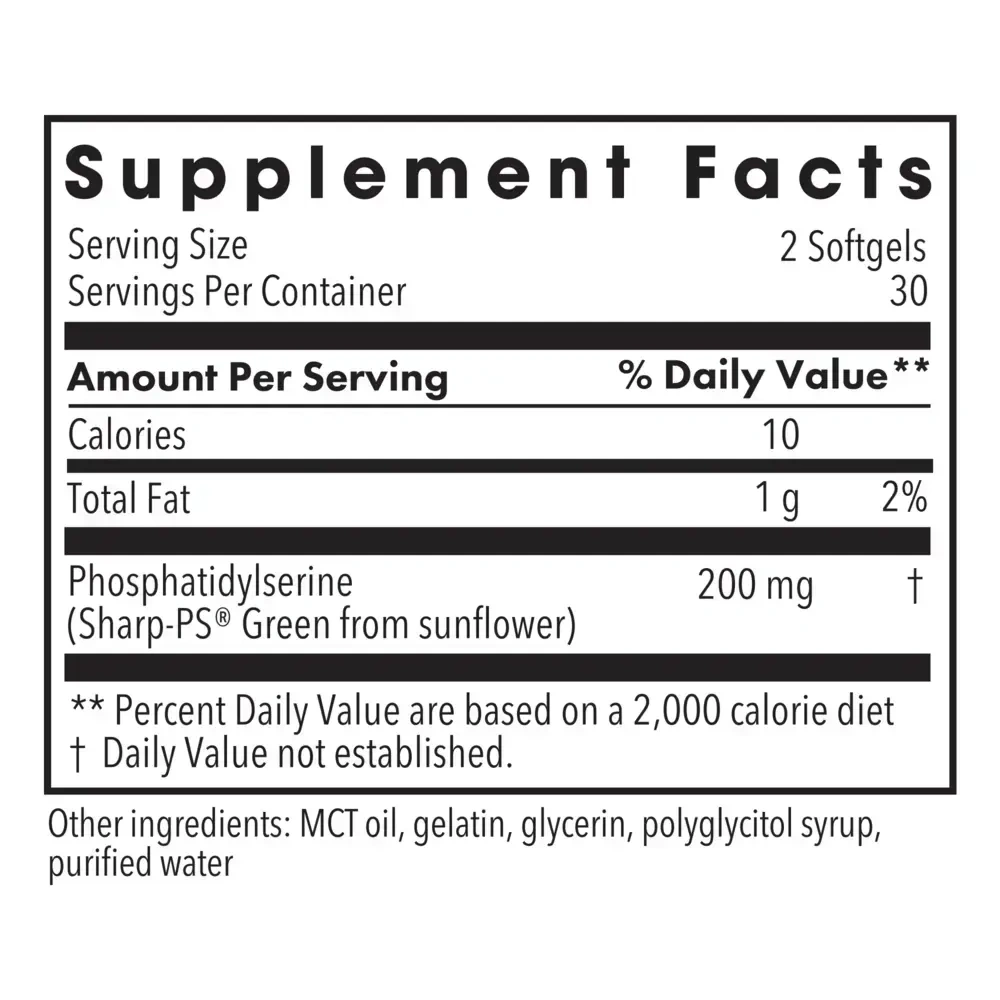 Product image for PS-100 [Phosphatidylserine] 100mg.