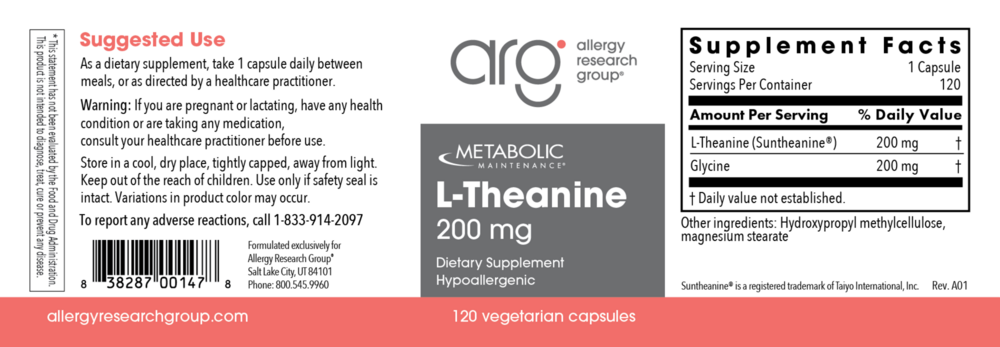 Product image for L-Theanine 200mg.