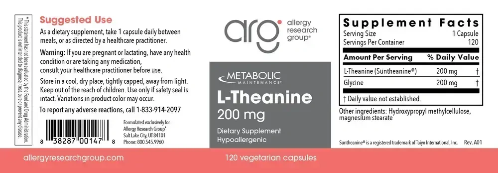 Product image for L-Theanine 200mg.
