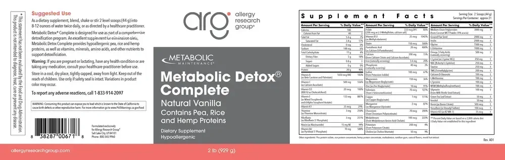 Product image for Metabolic Detox Complete Natural Vanilla.