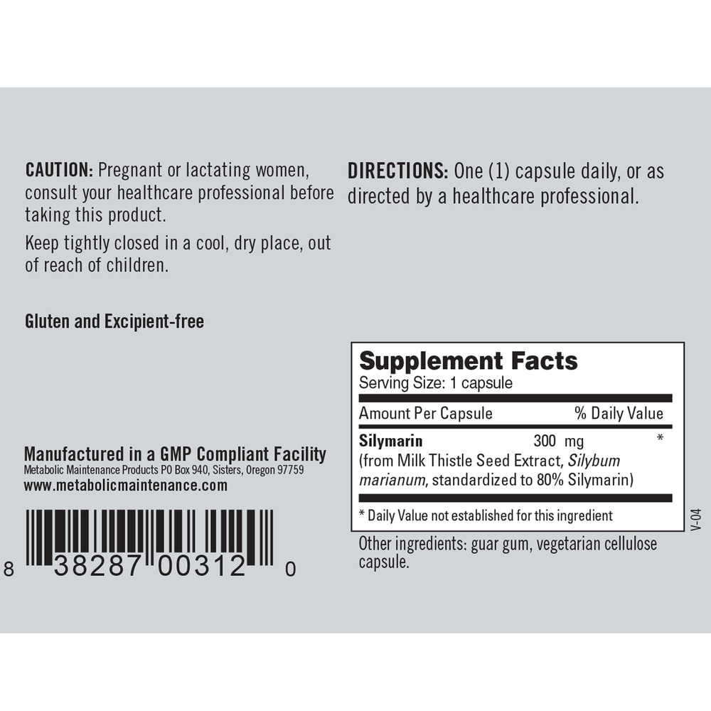 Product image for Silymarin (Milk Thistle Extract) 300mg.