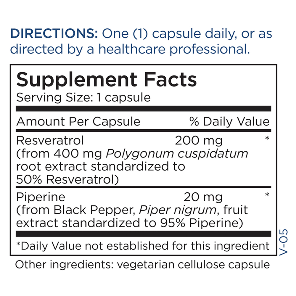 Product image for Resveratrol with Piperine.