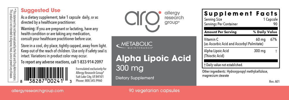 Product image for Alpha Lipoic Acid 300mg.