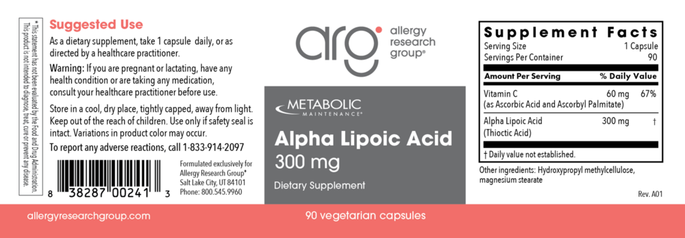 Product image for Alpha Lipoic Acid 300mg.