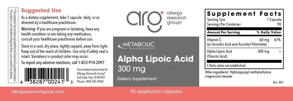 Product image for Alpha Lipoic Acid 300mg.