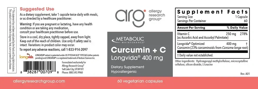 Product image for Curcumin + C (Longvida) 400mg.