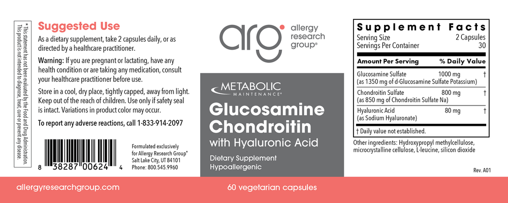 Product image for Glucosamine Chondroitin w/Hyaluronic Acid.