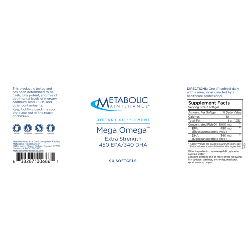Product image for Mega Omega™ Extra Strength 450EPA&#x2F;340 DHA.