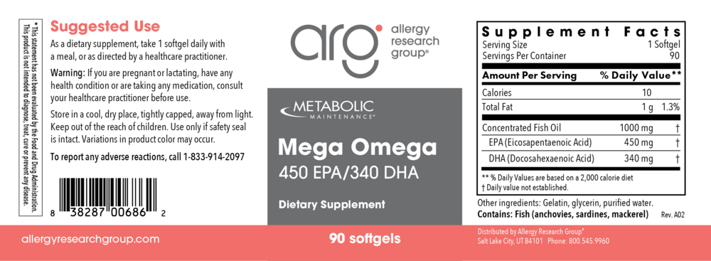 Product image for Mega Omega™ Extra Strength 450EPA/340 DHA.