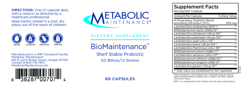 Product image for BioMaintenance™ Shelf Stable Probiotic 50 billion 12 Strains.