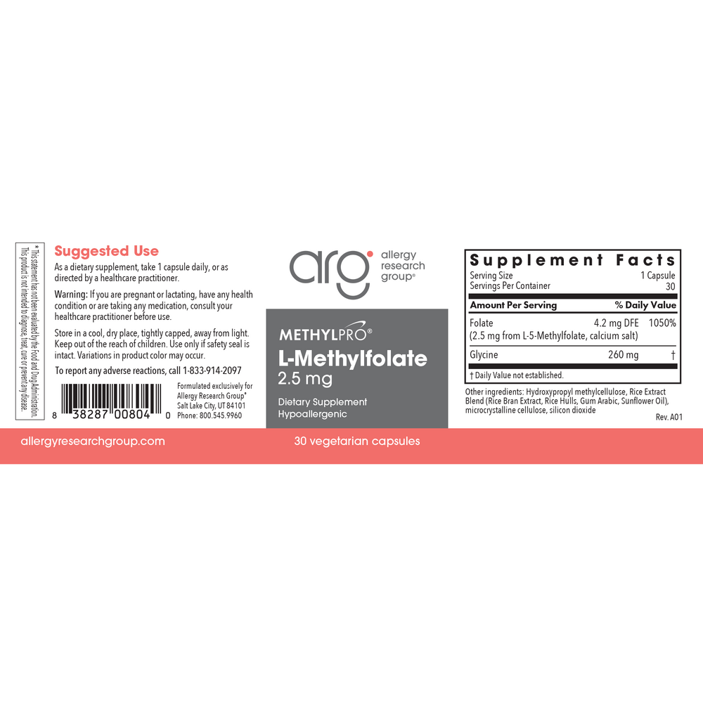 Product image for L-Methylfolate 2.5 mg.