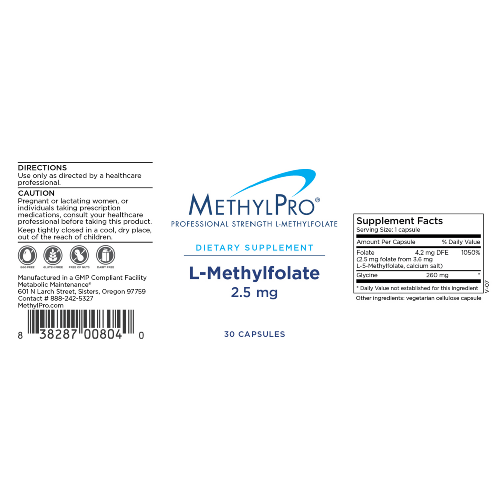 Product image for L-Methylfolate 2.5 mg.