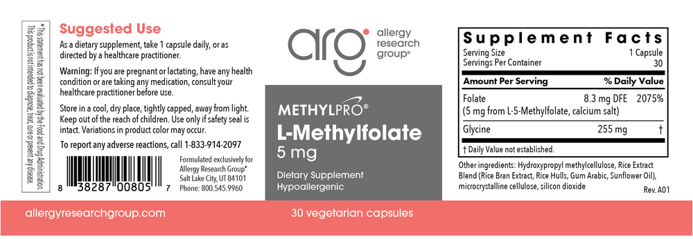 Product image for L-Methylfolate 5 mg.