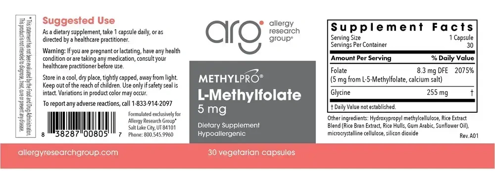 Product image for L-Methylfolate 5 mg.