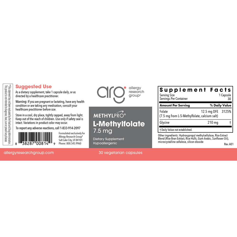 Product image for L-Methylfolate 7.5mg.