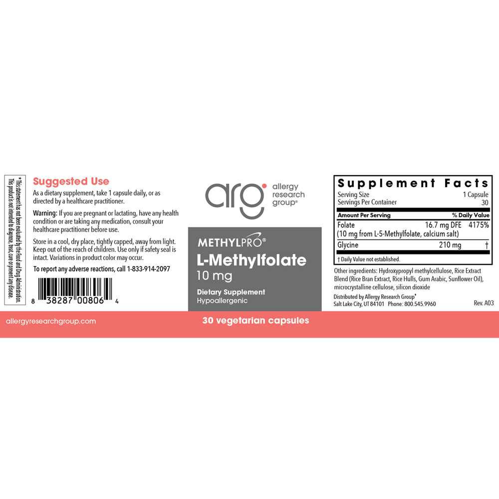 Product image for L-Methylfolate 10 mg.