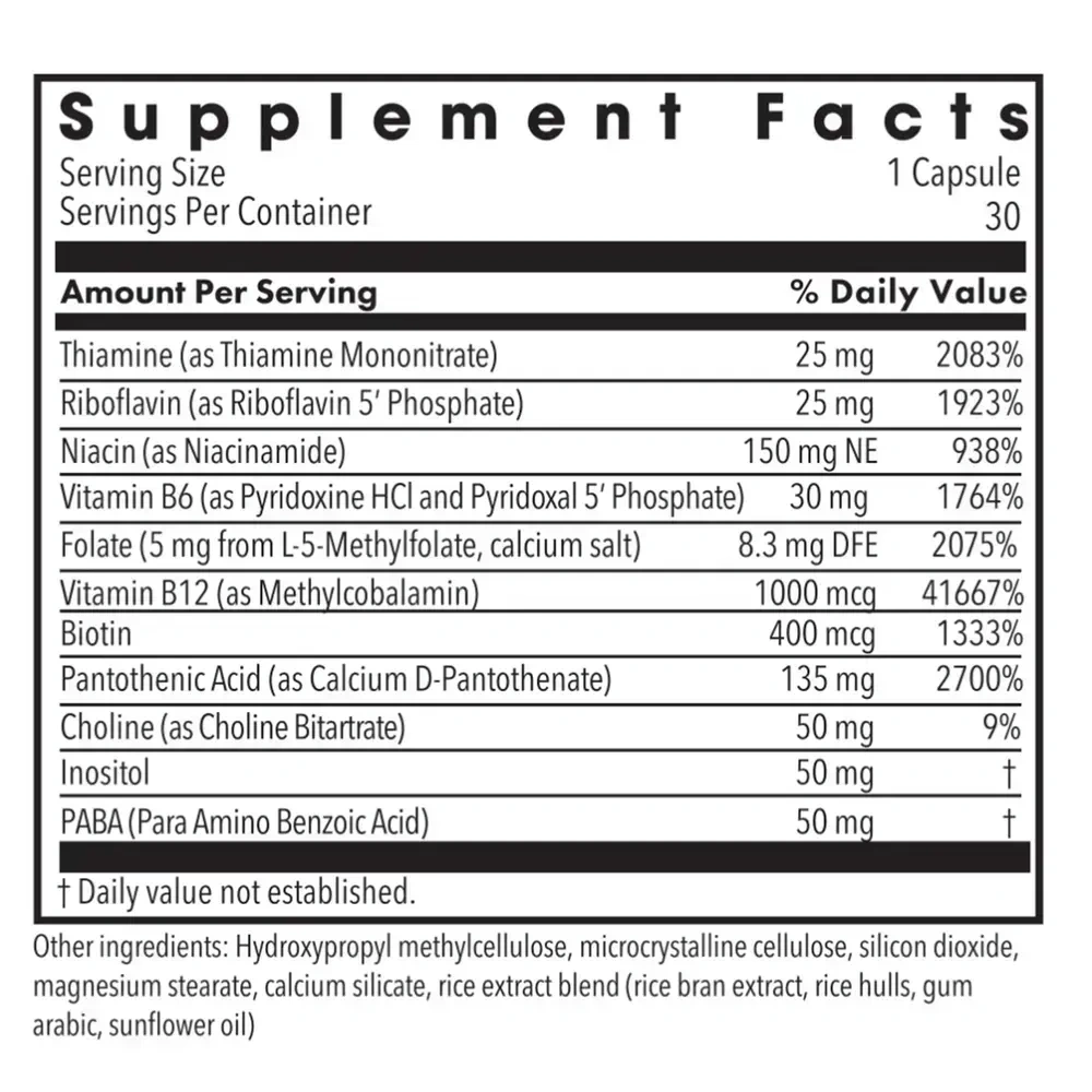 Product image for B-Complex + 5 mg L-Methylfolate.