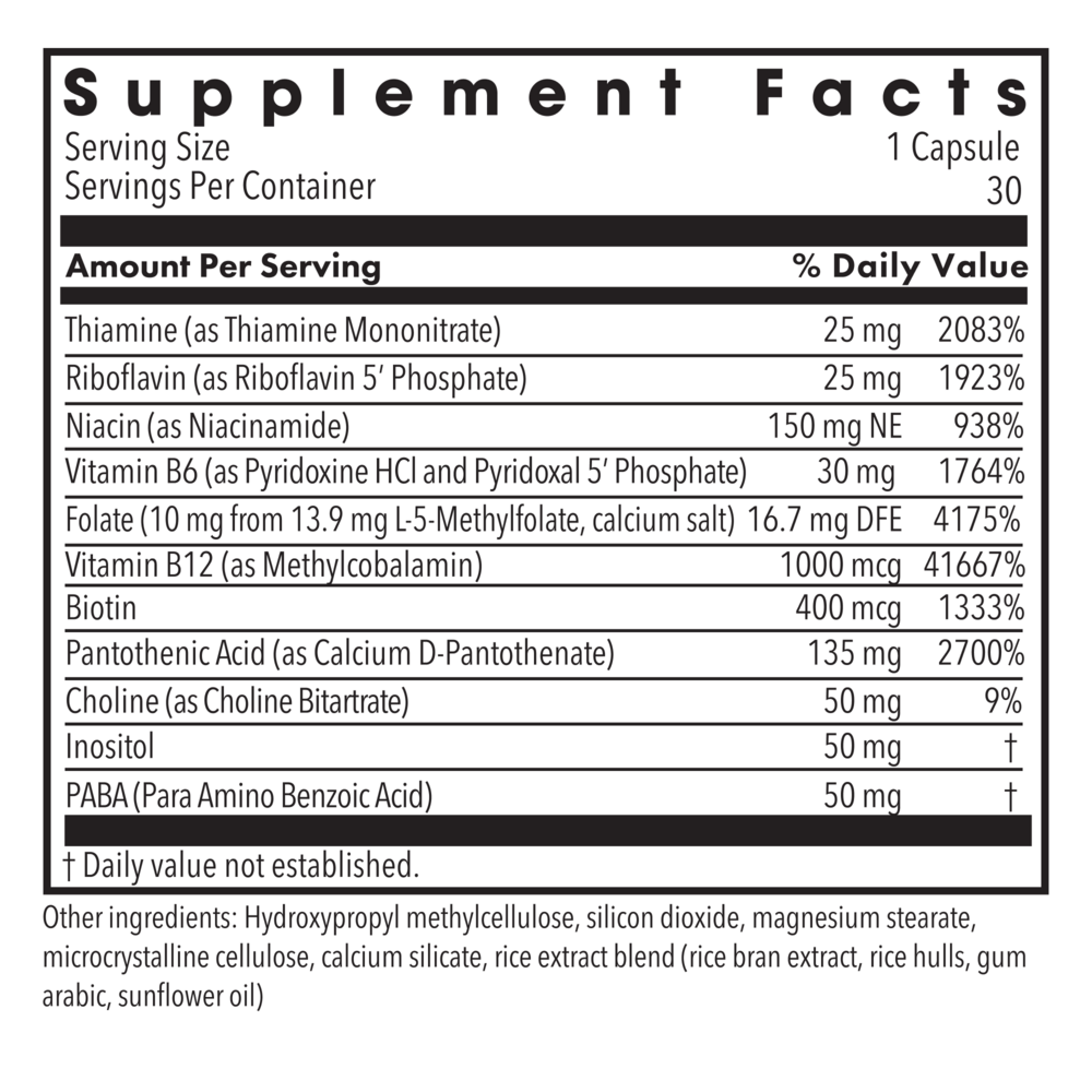 Product image for B-Complex + 10 mg L-Methylfolate.