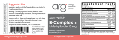 B-Complex + 10 mg L-Methylfolate 30 capsules
