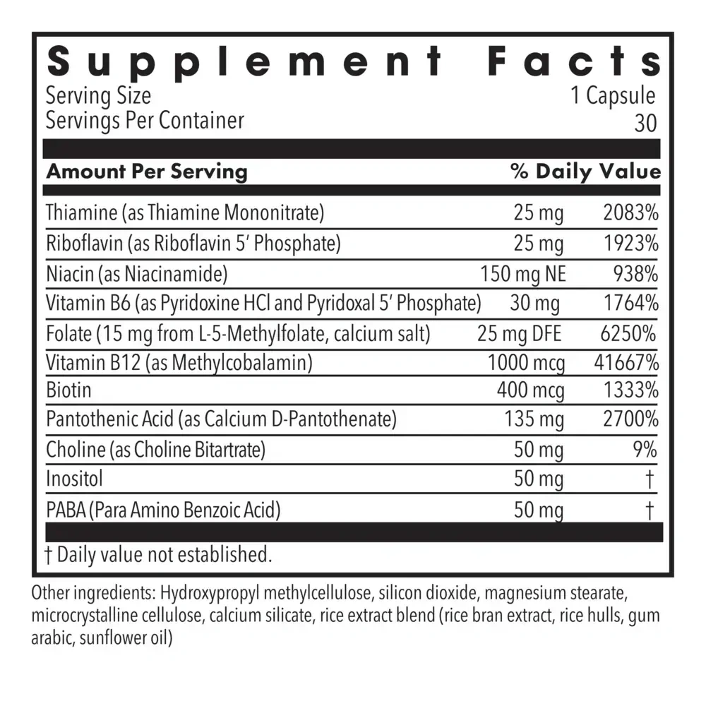 Product image for B-Complex + 15 mg L-Methylfolate.
