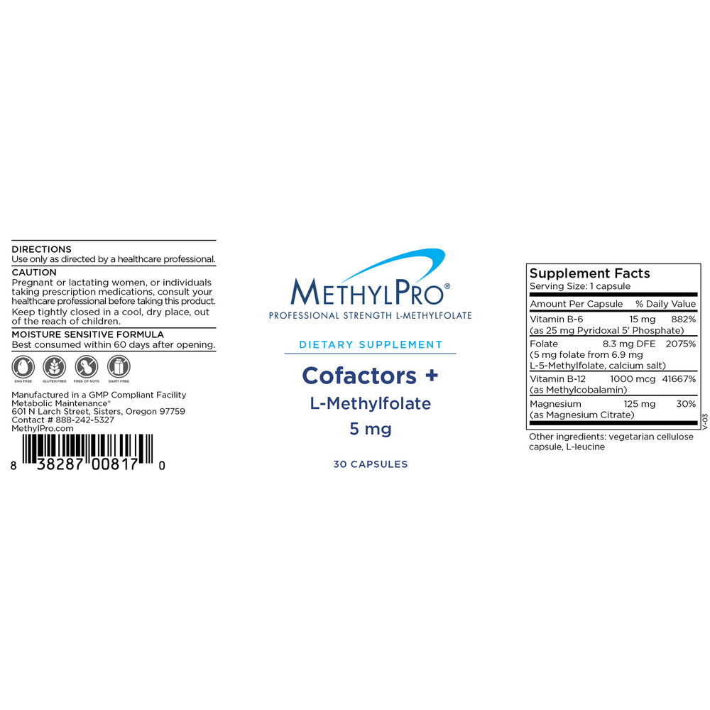 Product image for L-Methylfolate 5 mg + Cofactors.
