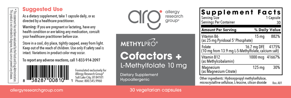 Product image for L-Methylfolate 10 mg + Cofactors.