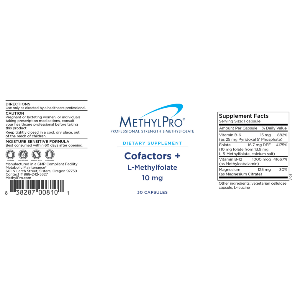 Product image for L-Methylfolate 10 mg + Cofactors.