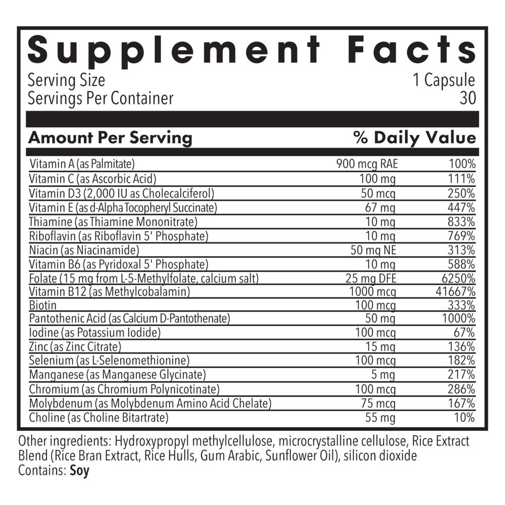 Product image for Multivitamin + 15 mg L-Methylfolate.